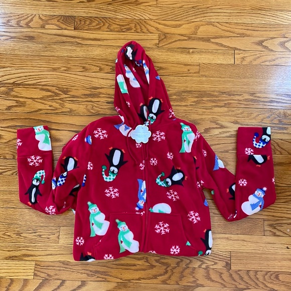 Hoodie-Footie Red Fleece Onesie - Picture 2 of 8